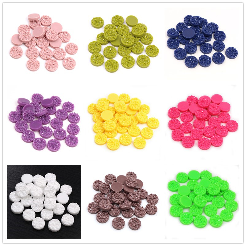 Resin Art Handmade - 40pcs Resin Druzy Cabochons Dome 8/10/12mm
