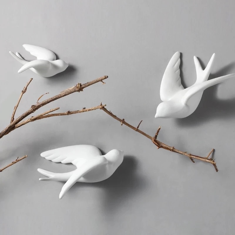 Background Resin Art - Creative Ceramic Birds Wall Hanging Pigeon