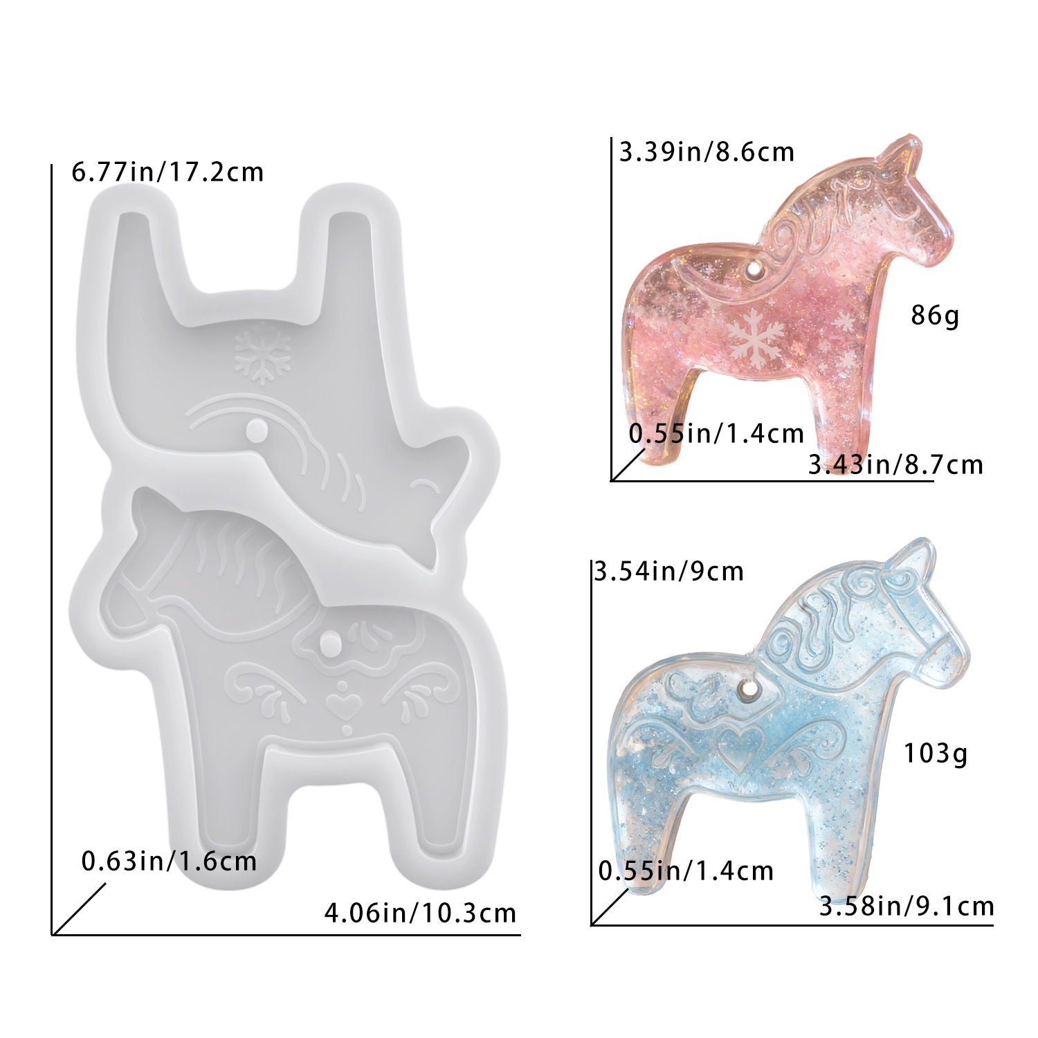 Resin Art Kit With Molds - Dala Horse Silicone Molds DIY Epoxy