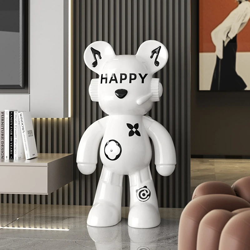 Resin Art Furniture - Trendy Modern DJ Backpack Bear, Floor-standing