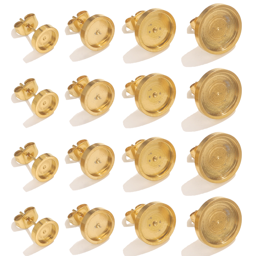 Resin Art Handmade - 10pcs Stainless Steel Gold Earring Stud