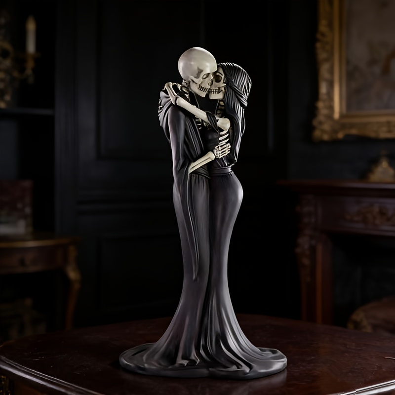 1pc Loving Skull Couple Statue - Resin Art Furniture recension och pris