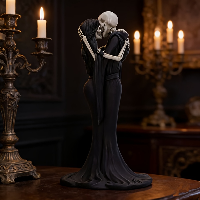 1pc Loving Skull Couple Statue - Resin Art Furniture recension och pris