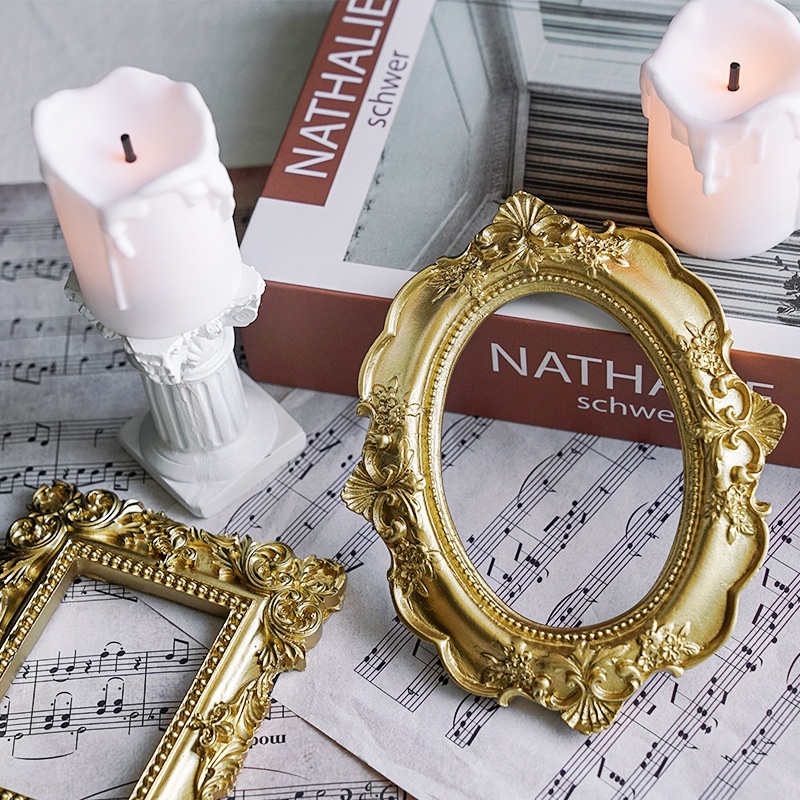 Golden Retro Photo Frame Nail  - Background Resin Art recension och pris