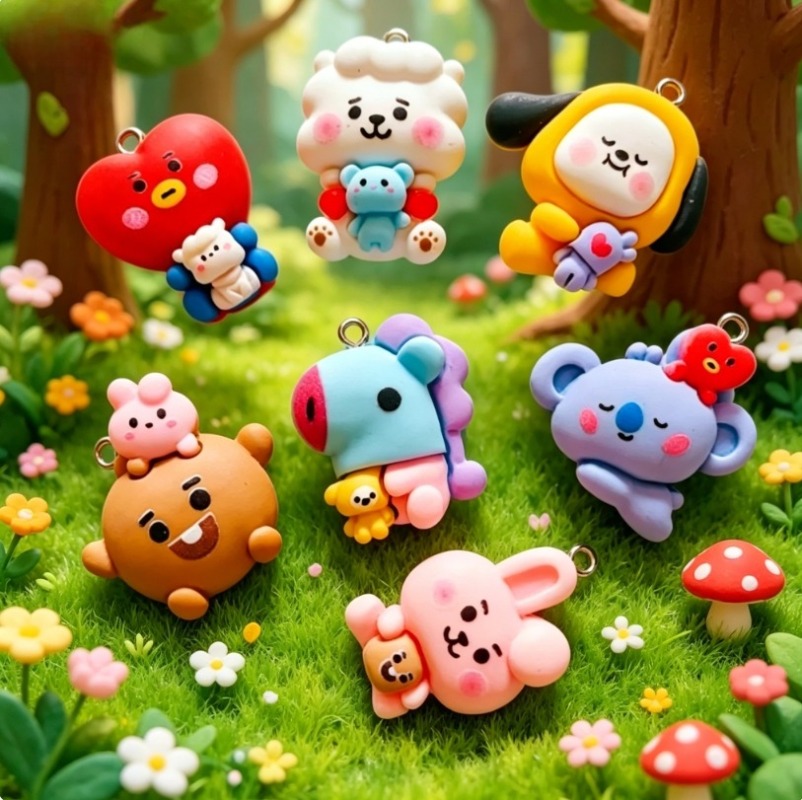 7pcs BT21 Resin Cartoon Charm  - Resin Art Handmade recension och pris