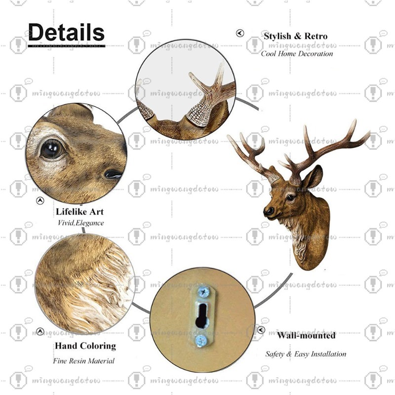 Faux Deer Head 17 inch Faux An - Resin Art Handmade recension och pris